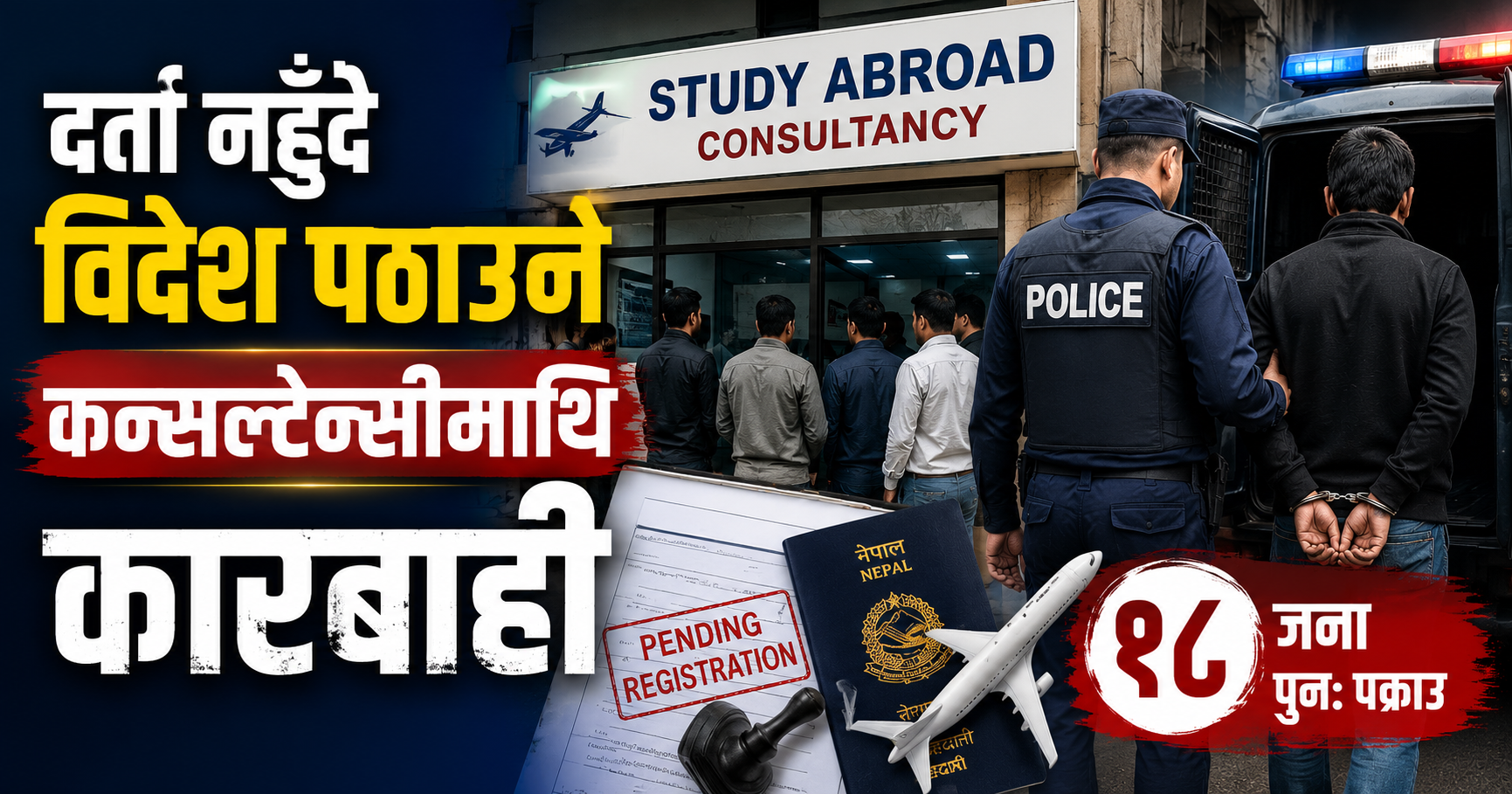 दर्ता प्रक्रिया पूरा नगरी विदेश पठाउने कन्सल्टेन्सीमाथि कडा कारबाही, १८ जना पुनः पक्राउ