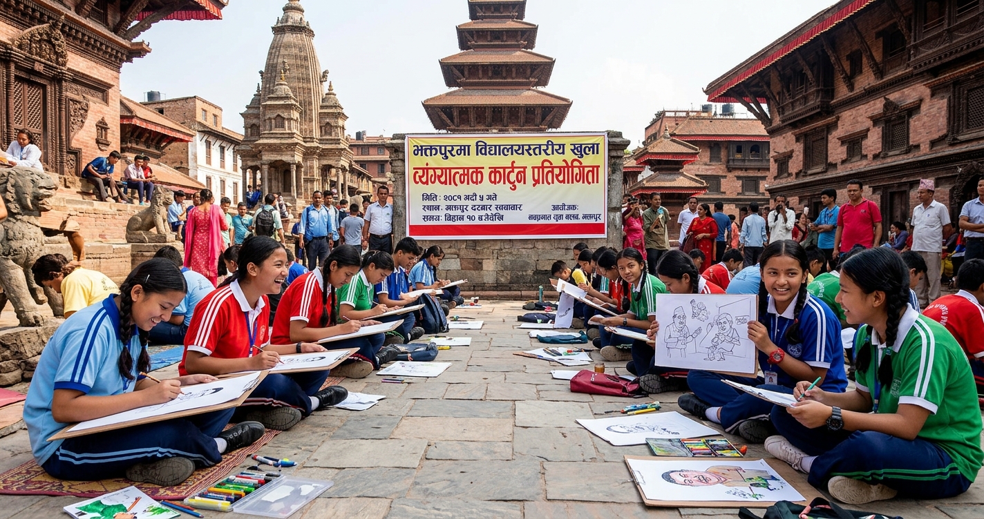 भक्तपुरमा भदौ ५ गते विद्यालयस्तरीय खुला व्यंग्यात्मक कार्टुन प्रतियोगिता हुने